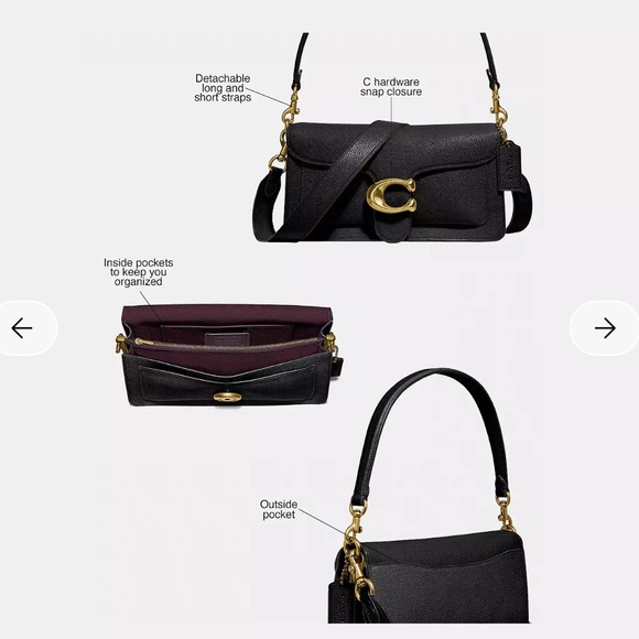 COACH Tabby Shoulder Bag 26 Polished Pebble Leather Brass/Dark Stone NWOT - Picture 6 of 14